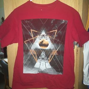 Red cosmic graphic t-shirt